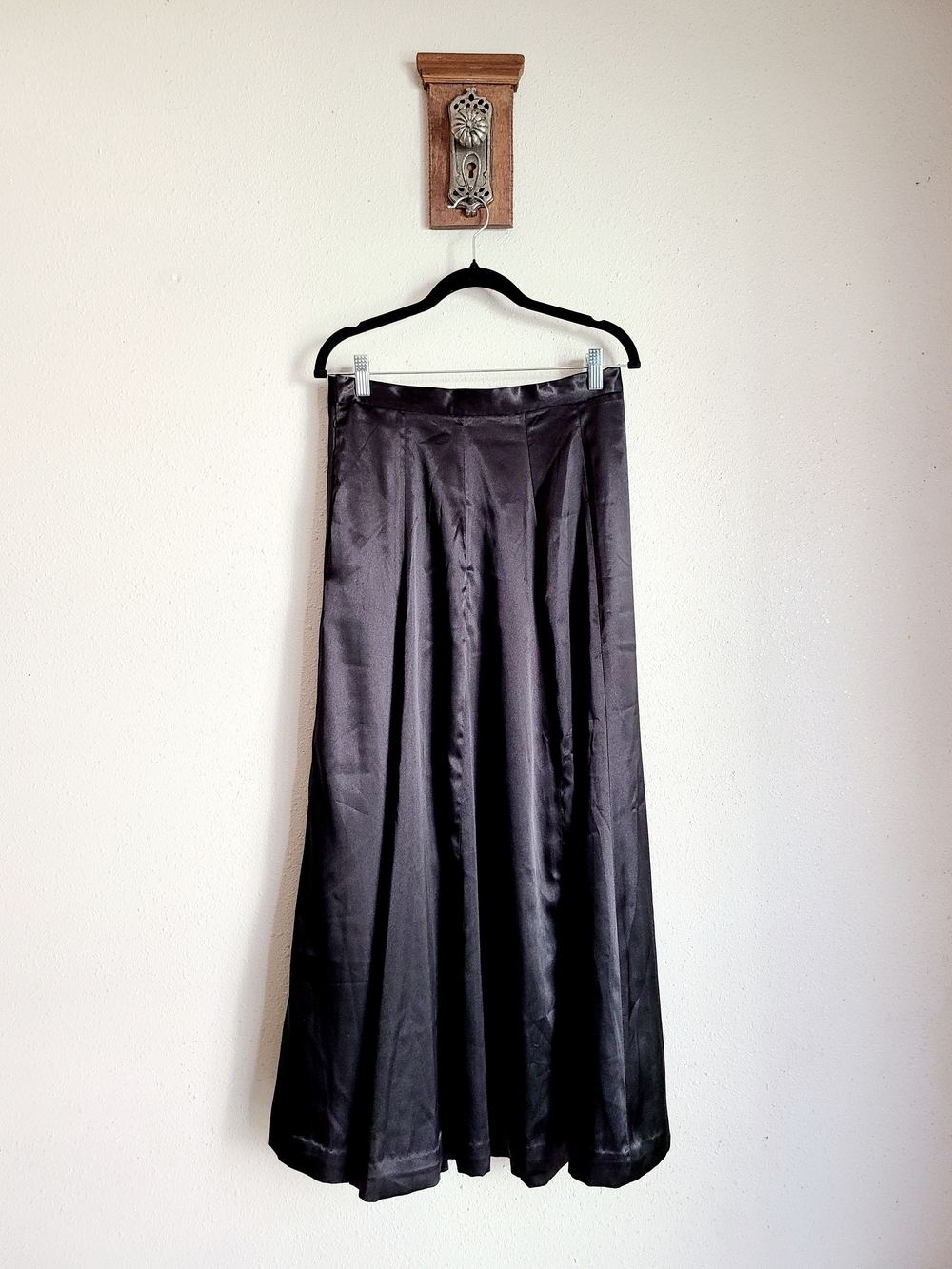 Women's Black Satin Maxi Skirt